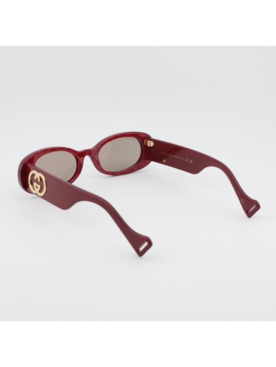 Gucci GG0517S 009 Sunglasses Burgundy Oval Frame, Brown with Mirror Lenses main image 7